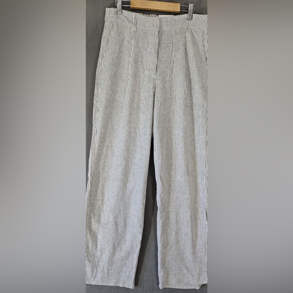 Old Navy Womens Trousers Pin Stripe Extra High-Rise Large Linen Blend
